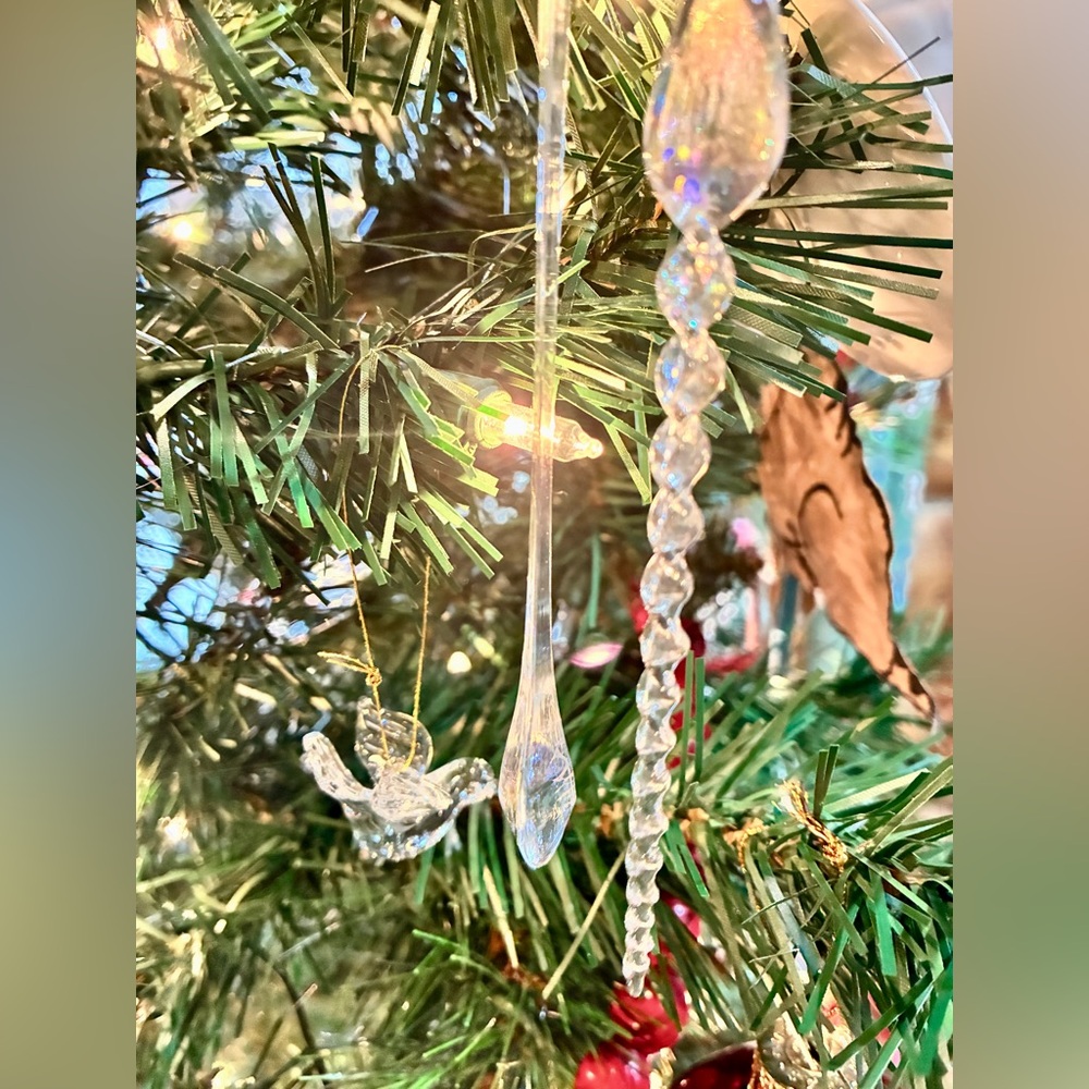 Oriental Trading Iridescent Teardrop and Dove Ornament Set